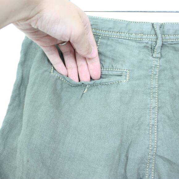 Y2K Guess Jeans Shorts Women's Size 23 Olive Green Linen - Picture 6 of 6